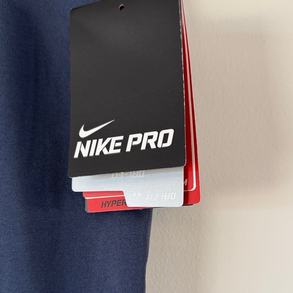 Nike Pro Blue Leggings with Yellow and Blue Waistband - Picture 2 of 7